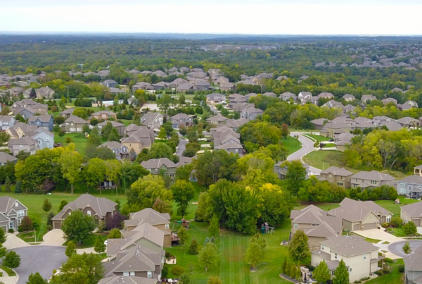Aerial shot of houses